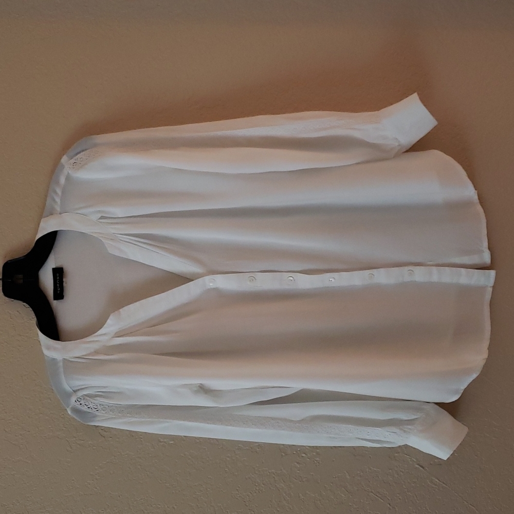 Spense White Sheer Button Blouse Size Small